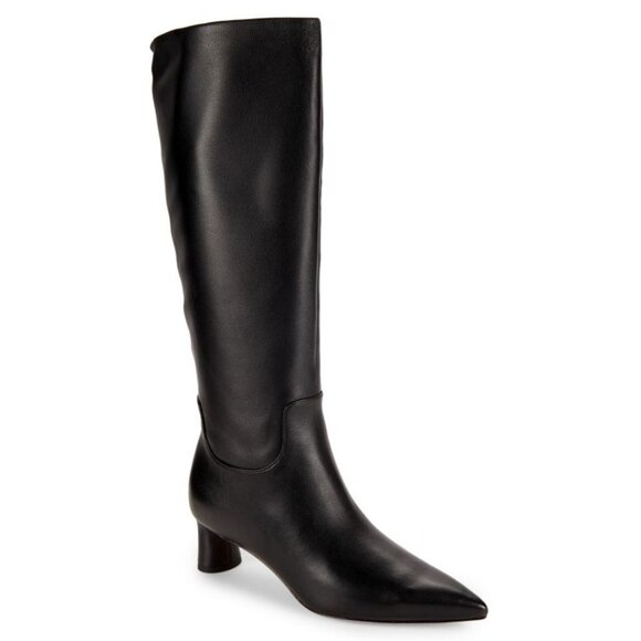 Vince Shoes - NEW VINCE Floris Point Toe BLACK Leather Mid Calf Boots SIZE 6.5